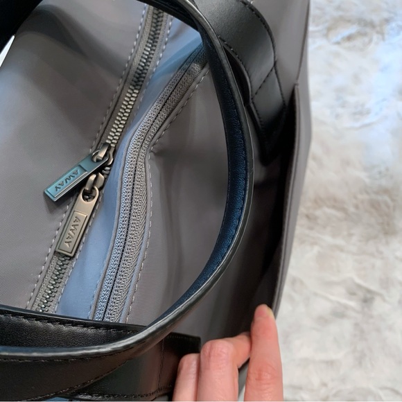 AWAY Everywhere Bag, Grey/Black, Waterproof Nylon/Leather, Like New! - Picture 7 of 12